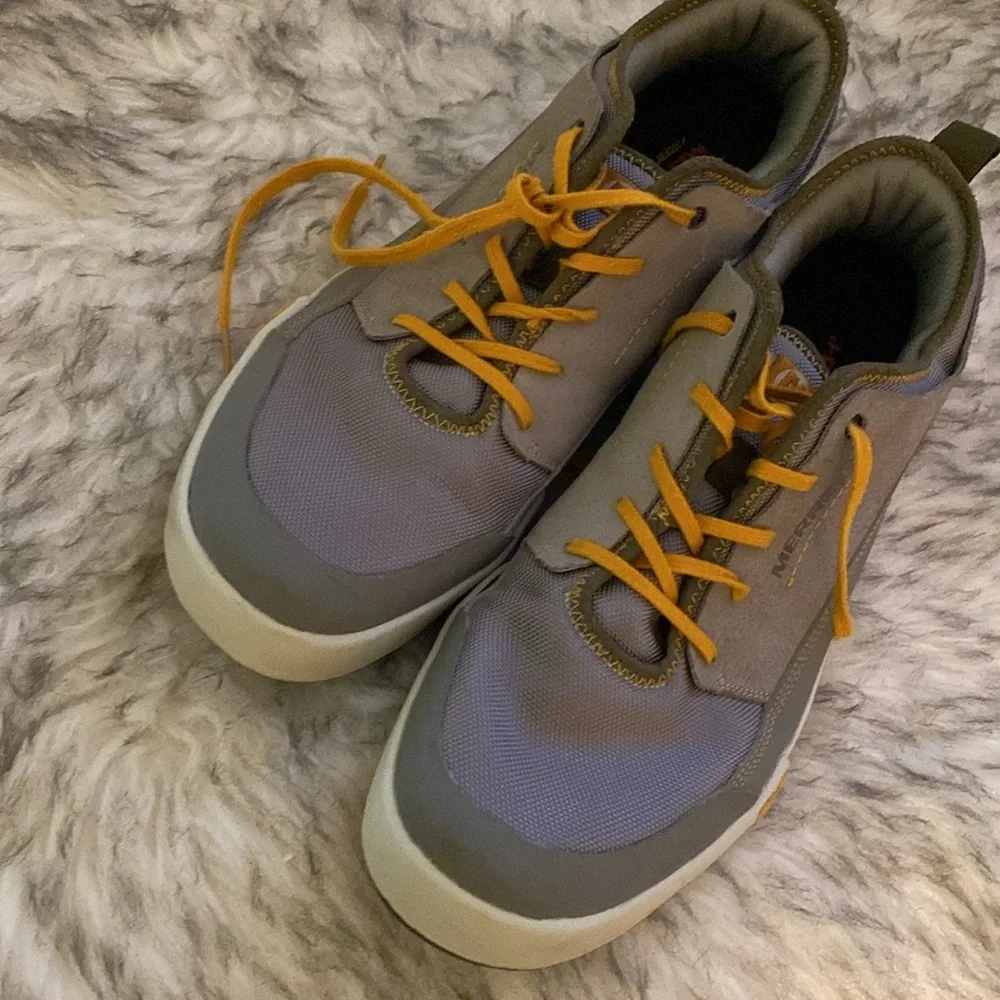 Merrell Gray with Mustard Accent Low-Top Sneakers